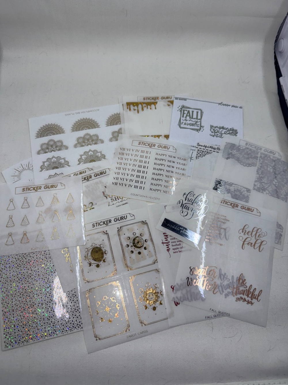 Foil Planner Sticker Sheet Destash- Assorted Designs 13 pcs